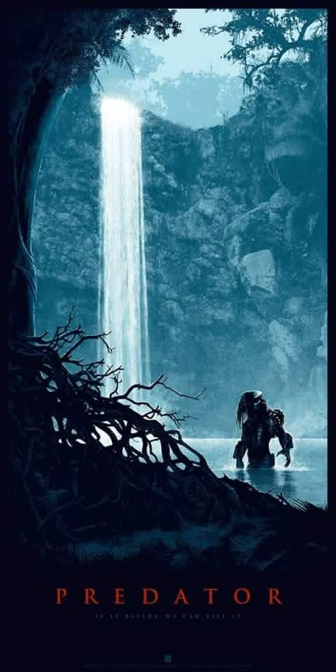 Predator by the waterfall. Matt Ferguson, Predator Artwork, Predator Movie, Arte Alien, The Predator, Alien Vs Predator, Alien Vs, Alien Art, Alternative Movie Posters