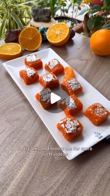 Insta food recipes on Instagram: "Orange barfi 🍊 | orange kalakand sweet recipe 🍊  This Nagpur special orange barfi is soo good and unique that you will definitely like it 0 It is a perfect blend of sweet and tangy flavors that will leave you craving for more.  #orange #orangebarfi #kalakand #kalakandbarfi #sweet #khoya #mithai #desserts #viralreels #viral #viralvideos #viralfood #foodstyling #foods #foodblogger #foodies #trending #trendingnow #2024 #ramadankareem #nagpurfoodies" Kalakand Sweet, Khoya Recipe, Kalakand Recipe, Burfi Recipe, How To Make Orange, Sweet Recipe, Orange Recipes, Food Styling, Sweet Recipes