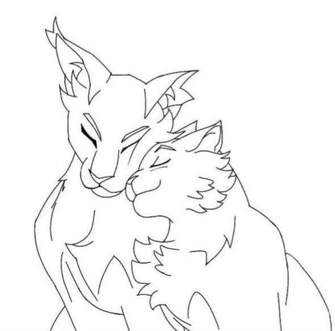 Warrior Cat Couple Base, Warrior Cat Base, Cat Design Art, Deer Sketch, Tracing Art, Cat Template, Cat Outline, Cat Drawing Tutorial, Cats Art Drawing