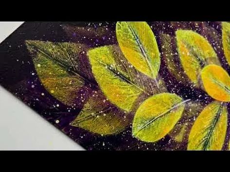 Spray Paint Leaf Art, Painting With Leaves Leaf Prints, Leaves Painting Acrylic Leaf Art, Beautiful Flowers Drawing, Painting Leaves Acrylic, Green Leaf Painting, Leaf Canvas Painting, Drawing Step By Step Easy, Wood Art Painting