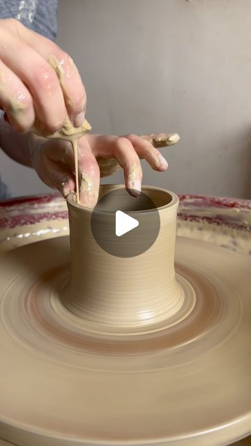 Stacey | Studio Potter on Instagram: "Join me for 90 seconds and throw a coffee cup with me….🫶🏻 Hope you’ve had a lovely weekend. X  #wip #wipvideo #workinprogressart #coffeecup #handmadecoffeemug #potteryvideo #ceramicvideo #handmadecoffee" How To Throw A Mug On The Wheel, Wheel Throwing Mug, Throwing A Mug On The Wheel, Throw Pottery Ideas, Pottery Ideas Mug, Pottery On Wheel, Ceramic Cup Ideas, Pottery Throwing Ideas, Clay Cup Ideas