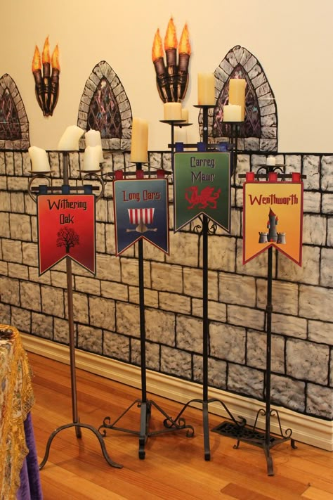 Medieval Dinner Party, Mission Sunday, Medieval Dinner, Medieval Banners, Chic Party Ideas, Castle Vbs, Kingdom Vbs, Kingdom Keepers, Dnd Party