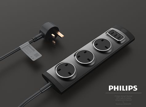 Philips Smart Socket by Nariman Bashiri Travel Tech Organizer, Extension Plug, Smart Socket, Extension Board, Adapter Design, Florida Interior Design, Product Rendering, Industrial Design Trends, Gadgets Kitchen Cooking