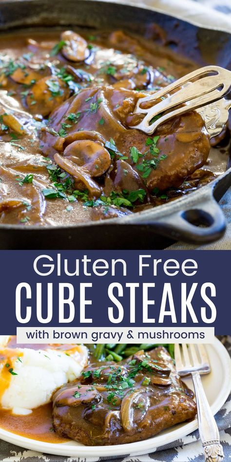 Gluten Free Cubed Steak Recipes, Cube Steak Recipes Gluten Free, Gluten Free Cube Steak Recipes Crock Pot, Gluten Free Salsberry Steak Recipes, Gluten Free Cube Steak Recipes, Gluten Free Cube Steak, Gluten Free Beef Gravy, Tender Cube Steak Recipes, Gluten Free Salisbury Steak Recipe