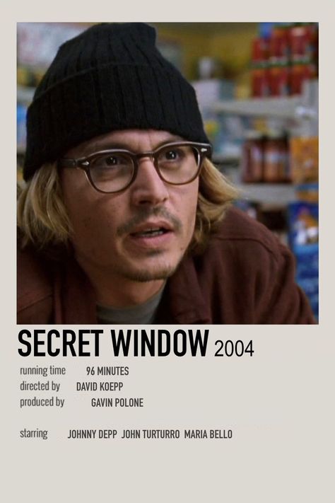 alternative movie poster by me Secret Window Poster, Johnny Depp Movies Posters, Secret Window Movie, The Secret Window, 2004 Movies, Polaroid Design, Secret Window, Indie Movie Posters, Aesthetic Polaroid