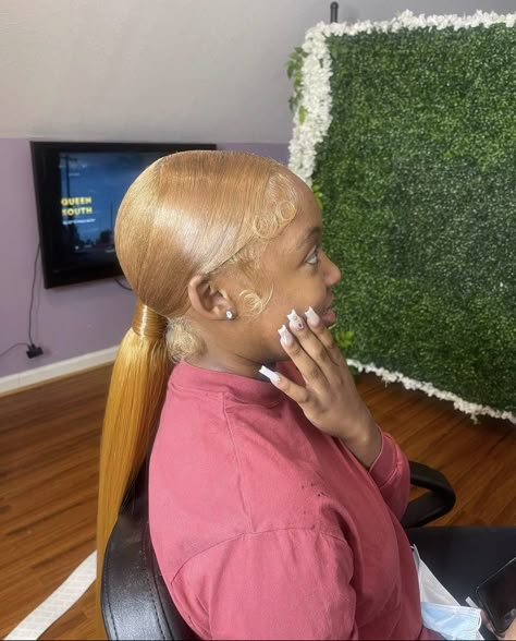 Honey Blonde Hairstyles, Quickweave Hairstyles, Blonde Weave, Blonde Baby, Silk Press Natural Hair, Sleek Ponytail Hairstyles, Short Locs Hairstyles, Cute Curly Hairstyles, Frontal Hairstyles