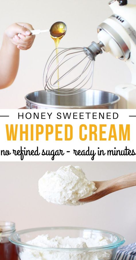 Whipped Cream With Milk, Healthy Whipped Cream, Homemade Whipped Topping, Whipped Cream Recipes, Diy Whipped Cream, Wipped Cream, Homemade Cool Whip, Honey Whipped Cream, Sugar Free Whipped Cream