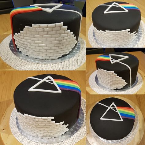 Pink Floyd Cake Ideas, Pink Floyd Cake, Pink Floyd Birthday Cake, Aestethic Birthday Cake, 28th Birthday Cake, Rockstar Birthday, Rockstar Birthday Party, Rock Cake, Pink Floyd Wall