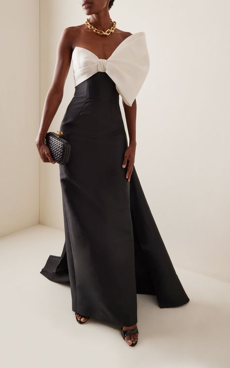 MODA OPERANDI: MONIQUE LHUILLIER Asymmetric Bow-Detailed Mikado Silk Column Gown… Mikado Silk, Skirt Shapewear, Feminine Dresses, Dreamy Gowns, Column Gown, Silk Gown, Gowns Of Elegance, Monique Lhuillier, Feminine Dress