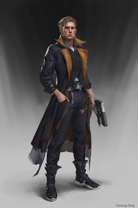 Netrunner Cyberpunk Concept Art, Traveller Character, Cyberpunk Cowboy, Cyberpunk Character Art Male, Apocalyptic Outfit, Sci Fi Outfits, Cyberpunk Character Art, Cyberpunk Male, Male Design