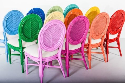 Artist Pallet, Rainbow Chairs, Bright Chair, Lite Brite, Society Social, Bright Homes, Painted Chairs, Colorful Chairs, Chic Living