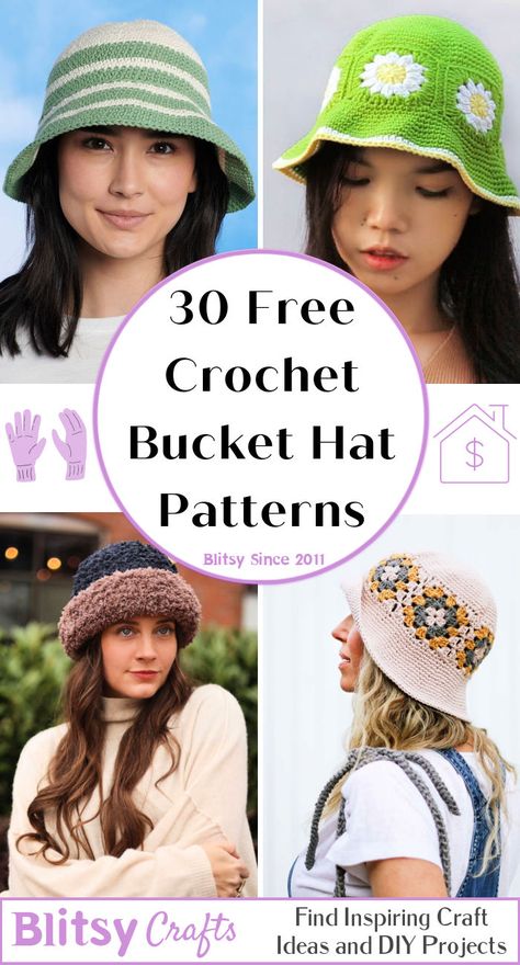 Easy Crochet Bucket Hat Pattern Free, Free Crochet Bucket Hat Patterns, Free Crochet Bucket Hat, Bucket Hat Patterns, Sarah Maker, Bucket Hat Pattern Free, Beginner Patterns, Crochet Hat With Brim, Crochet Summer Hats