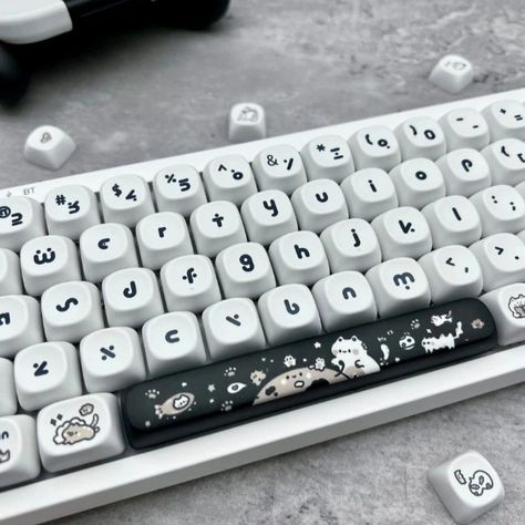 Whimsical Playground, Curly Fonts, Cute Keyboards, Curly Font, Happy Kitten, Black White Cat, Cat Key, Keycap Set, Key Cap