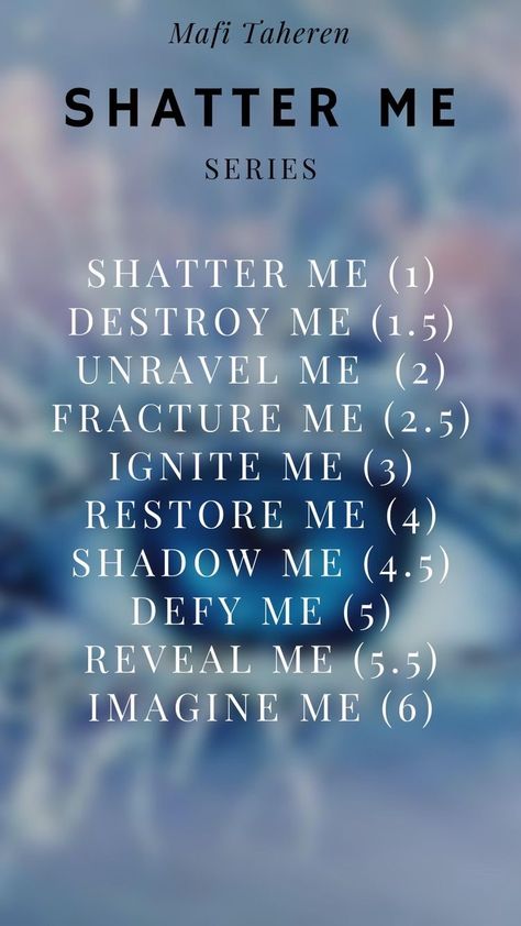 How To Read Shatter Me Series, Order To Read Shatter Me Series, Shatter Me All Books, Mini Book Covers Shatter Me, Order Of Shatter Me Series, Shatter Me Book Order, Romantic Book Series, Books To Read If You Like Shatter Me, Shatter Me Books In Order