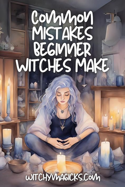 Avoid pitfalls on your magical journey with our guide to common mistakes beginner witches make! Learn how to navigate challenges such as lack of research, unrealistic expectations, and neglecting self-care. Let's empower ourselves with the knowledge to overcome these hurdles and grow as practitioners.   #BeginnerWitches #MagicalMishaps #WitchcraftTips #Empowerment #BeginnerWitch #Witchcraft #Witches #Witch #WitchyMagicks School For Witches, Cottage Witch Aesthetic Kitchen, Halloween Rituals Witch, Healing Rituals Witchcraft, Nordic Witch Aesthetic, How To Get Into Witchcraft, Witch Powers List, Witch For Beginners, Dream Witchcraft