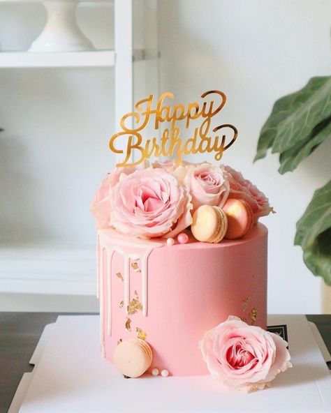 Happy Birthday Flower Cake, Modern Birthday Cakes, 17 Birthday Cake, 25th Birthday Cakes, 80 Birthday Cake, 30 Birthday Cake, Elegant Birthday Cakes, Pink Birthday Cakes, Birthday Wishes Cake