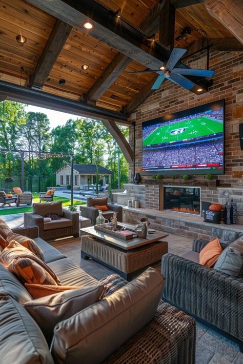 Sport-Themed Outdoor Lounge Clever Decor, Tv Wall Decor Ideas, Tv Wall Decor, Wall Decor Ideas, Accent Walls, Tv Wall, Creative Designs, Accent Wall, Focal Point