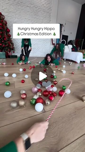 Jen Watson | Cleaning, Organizing, Home Tips & more. on Instagram: "Hungry hungry hippo Christmas edition!🎄  To play this game with a Christmas twist just get some plastic candy canes, plastic ornaments, and play just like you would Hungry Hungry Hippo!🦛😂 . Credit to @besstrealtygroup  . . . . . . . . . . . . . . . . . #Christmas #christmasgames #christmasgame #fun #games #hungryhungryhippo #fungames #funny #entertainment #christmasactivities #christmasfun #themostwonderfultimeoftheyear" Hungry Hippo Human Game Christmas, Christmas Hungry Hippo Game, Hungry Hippo Christmas Game, Hungry Hungry Hippo Game, Hungry Hungry Reindeer Game, Christmas Cup Game, Reindeer Games Christmas Party, Christmas Games For Family Funny, Funny Christmas Party Games