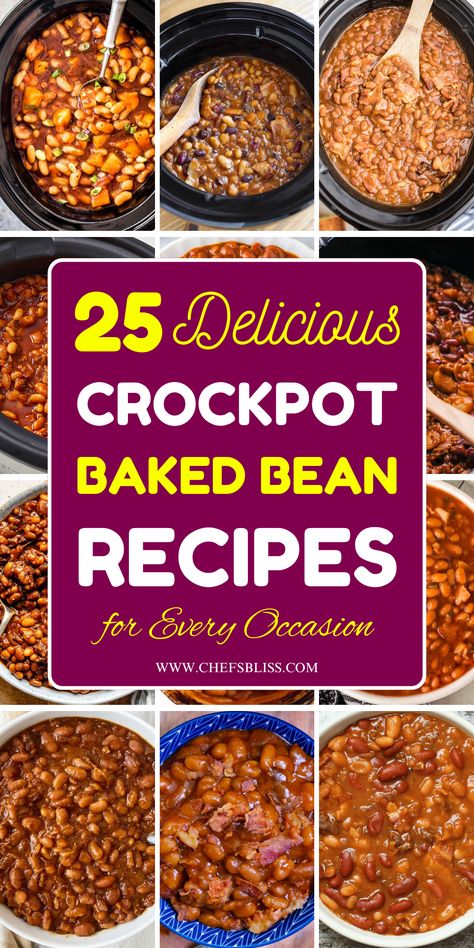 Nothing beats the rich, smoky flavor of slow-cooked baked beans, and using a crockpot makes the process effortless! These 25+ crockpot baked bean recipes offer a variety of delicious options, from classic barbecue-style beans to spicy, sweet, and even vegetarian-friendly variations. Whether you're preparing a hearty side dish for a cookout or a comforting meal for the family, these recipes will help you achieve the perfect balance of flavor and texture with minimal hands-on time. Potluck Comfort Food, Crockpot Baked Beans, Beans Recipe Crockpot, Baked Beans Crock Pot, Casseroles Crockpot, Beans In Crockpot, Baked Beans Recipe, Crock Pot Inspired Recipes, Crock Pot Dinners