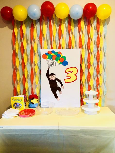 Curious George Birthday Theme Backdrop Curious George Birthday Party Decoration, George Birthday Party, Curious George Birthday Party, Curious George Birthday, Curious George, Birthday Party Decoration, 3rd Birthday Parties, Backdrops For Parties, 3rd Birthday