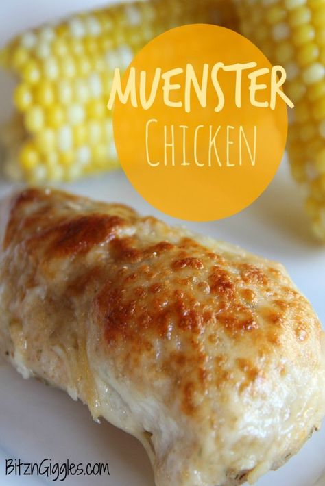 Munster Cheese Recipes, Munster Cheese, Chicken And Cheese Recipes, White Wine Chicken, Wine Chicken, Muenster Cheese, Oven Baked Chicken Breasts, Chicken Treats, Oven Chicken