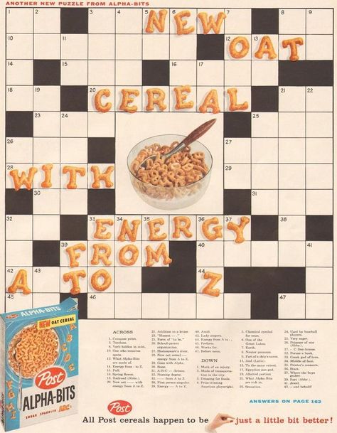 Retro Advertising Desain Editorial, Vintage Food, Retro Advertising, Food Ads, Retro Ads, Word Puzzles, Magazine Ads, Crossword Puzzle, Vintage Recipes