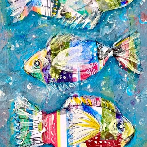 Ann Marie Yates Rezen (@amrezen) • Instagram photos and videos Collage Animals, Fish Collage, Art Alevel, Simple Collage, Gcse Art Sketchbook, Newspaper Art, Sea Life Art, Beach Home Decor, Collage Art Projects