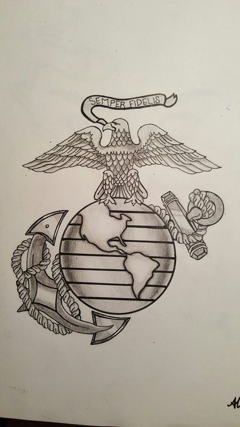 Marine Corps Drawings, Marine Corps Tattoos For Men, Marine Tattoo For Men, Marine Tattoo Ideas, Semper Fidelis Tattoo, Ega Tattoo, Usmc Tattoo Sleeve, Marine Corps Tattoo, Marines Tattoo