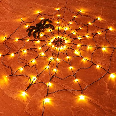 Amazon.com: FUNPENY Halloween 80 LED Orange Spider Web Lights with Spider, 8 Modes Light up Cobweb Halloween Decorations for Indoor Ourdoor Garden Yard Home Patio (Orange) : Patio, Lawn & Garden Spider Web Lights, Halloween Lights Decorations, Halloween String Lights, Orange Spider, Spider Web Decoration, Spider Light, Mini String Lights, Spider Decorations, Net Lights