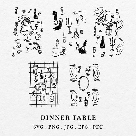 Bespoke Event Sketch Design for Memorable Events Dinner Table Illustration Art, Hand Drawn Table Setting, Dinner Table Tattoo, Dinner Table Drawing, Dinner Table Illustration, Table Illustration, Interior Architecture Sketch, Table Drawing, Clipart Birthday