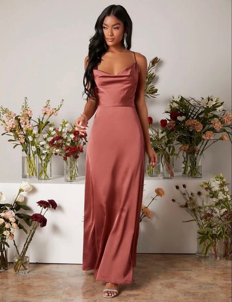 Salmon Bridesmaid Dresses, Old Rose Dress, Rose Pink Bridesmaid Dresses, Dusty Pink Bridesmaid Dresses, Salmon Dress, Peach Bridesmaid Dresses, Mauve Bridesmaid Dress, Silk Bridesmaid Dresses, Wedding Guest Dresses Long