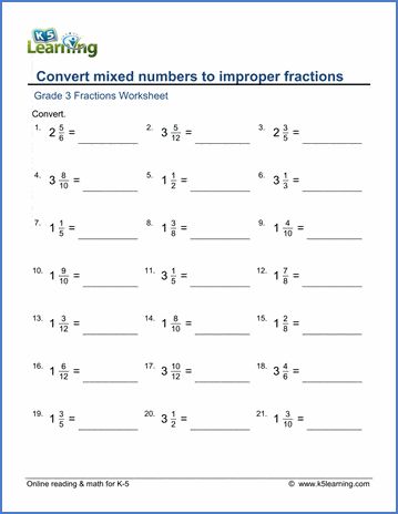 Grade 3 math worksheets on converting mixed numbers to improper fractions. Free | Math | Worksheets | Grade 3 | Printable Fraction Worksheets 3rd Grade, Mixed Numbers And Improper Fractions, Fractions Worksheets Grade 3, Mixed Fractions Worksheets, Nouns Verbs Adjectives Adverbs, Math Fact Worksheets, Nouns Verbs Adjectives, Math Drills, School Timetable