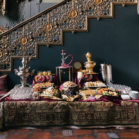 Brides.com: . A Persian tea station with traditional sweets, assorted fruits, and Iranian tea. Wedding Dessert Bar Ideas, Iranian Tea, Sweets Station, Dessert Bar Ideas, Wedding Dessert Bar, Persian Weddings Sofreh Aghd, Assorted Fruits, Persian Tea, Iranian Wedding