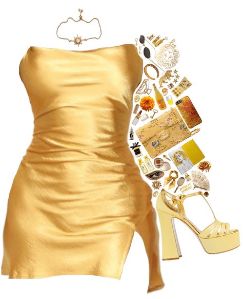 Gold Brunch Outfit, Leo Birthday Outfit, Its Your Golden Hour, Golden Outfit Aesthetic, Golden Dress Aesthetic, Golden Birthday Outfit Women, Golden Birthday Outfit, Golden Dress Short, Golden Dress Outfit