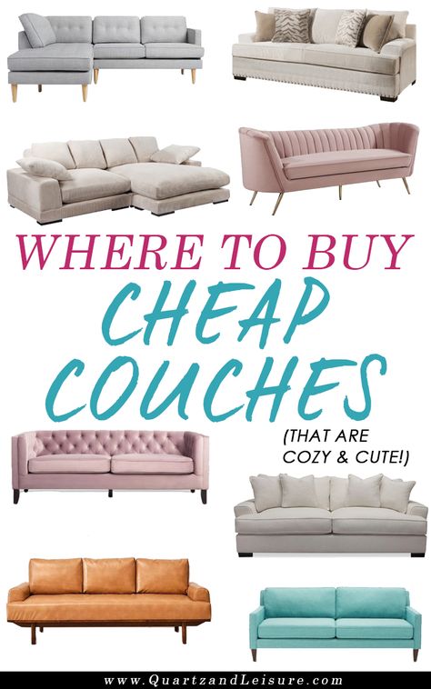 If you're looking for a new, comfy couch, but don't want to spend a ton, check out today's post. It lists 30+ stores to shop at, and I guarantee there are some you haven't heard of! Update your living room home decor with a new comfy sofa or sectional that won't break the bank! #couches #livingroom Cozy Living Room Apartment Comfy Couches Small Spaces, Couchless Living Room Ideas, Boho Couches Living Room, Comfy Couches Living Room Small Spaces, Living Room No Couch, No Couch Living Room, Big Couch Small Living Room, Comfortable Couches Living Room, Wayfair Couch