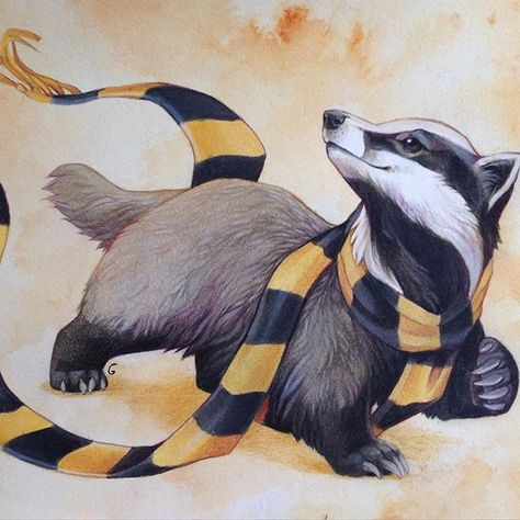 Coloured pencil drawing over watercolour #hufflepuff #harrypotter #hogwarts #badger Fanart Harry Potter, Art Harry Potter, Hufflepuff Aesthetic, Hufflepuff Pride, Theme Harry Potter, Harry Potter Hufflepuff, Images Harry Potter, Potter Art, Harry Potter Films