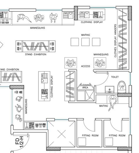 Contest Entry #4 for To design 2d interior space & furniture layout by Autocad for ladies fashion atelier Boutique Floor Plan, Boutique Layout, Retail Store Layout, Store Plan, Fashion Atelier, Interior Design Layout, Retail Store Interior Design, Clothing Store Design, Interior Design Plan