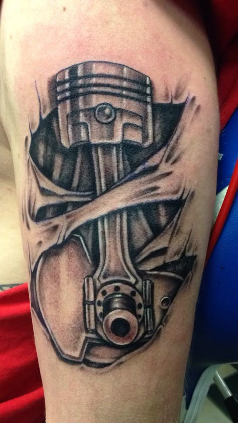 Mechanical piston tattoo skin ripping #piston #connectingrod #crankshaft Crankshaft Tattoo, Piston Tattoo Mechanical, Wrench Tattoo, Piston Tattoo, Ripped Skin Tattoo, Engine Tattoo, Biomech Tattoo, Gear Tattoo, Truck Tattoo