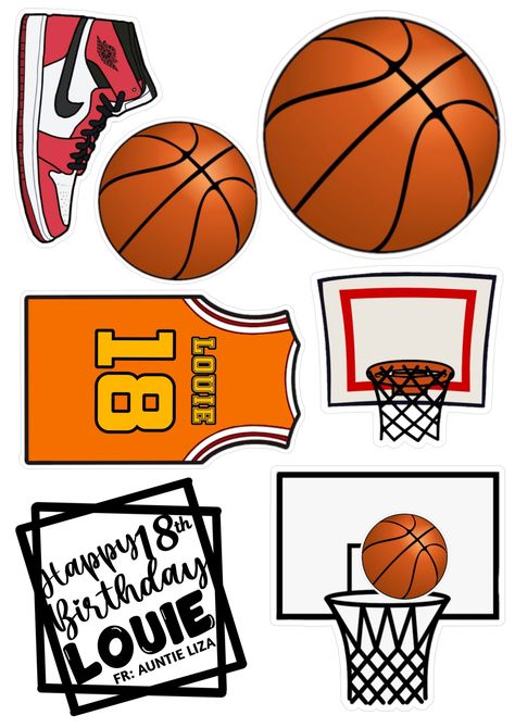 Basketball Cupcake Toppers Printable, Basketball Toppers Printable, Basketball Cake Topper Printable, Basketball Topper, Happy Birthday Basketball, Basketball Cake Topper, Toppers Basketball, Basketball Printable, Basketball Birthday Cake