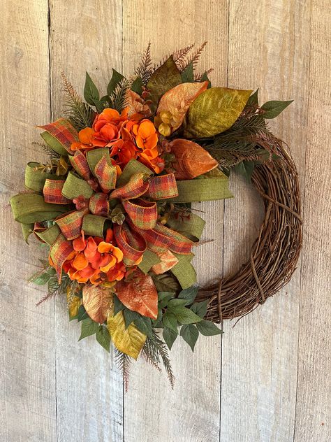 Fall 14 inch Round Grapevine Wreath  (might not fit between a door and a screen door) Grapevine Wreaths, Fall Grapevine Wreath Ideas, Oval Fall Wreaths For Front Door, Fall Wreaths For Front Door, Thanksgiving Grapevine Wreath, Oval Grapevine Wreath, Grape Vine Wreaths Fall, Oval Grapevine Fall Wreaths, Elegant Fall Wreaths