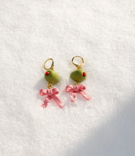 Seasonal Polymer Clay Earrings, Clay Charm Earrings, Polymer Clay Clips, Bow Clay Earrings, Air Dry Clay Earrings, Clay Earring, Clay Jewellery, Cute Clay Earrings, Cottage Core Clay Earrings