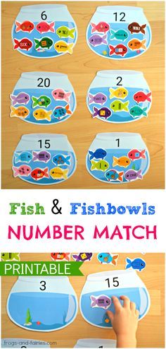 Do your kids need a fun a way to practice number sense? This adorable Fish and Fishbowls number match printable activity is a great way to help kids learn! #counting Fish Activities, Match Game, Numbers Preschool, Math Activities Preschool, Game For Kids, Toddler Learning Activities, Learning Numbers, Number Sense, Numeracy