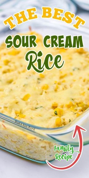 Sour Cream Rice, Rice Recipes Side, Mexican Sour Cream, Rice Dishes Recipes, Creamed Rice, Rice Side Dish Recipes, Recipes Rice, Rice Side, Rice Side Dishes