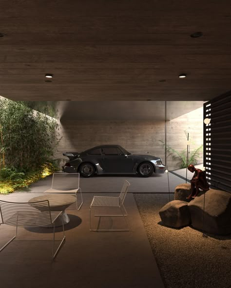 M | Blanco (@mb.maublanco) • Instagram photos and videos Modern Garage Exterior, Garage House Interior, House Garage Interior, Car Garage Design Interior, Luxury Car Garage Design, Auto Garage Design, Luxurious Garage, Garage Architecture, Garage Interior Design