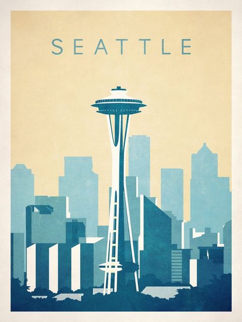 Seattle Print, Seattle Poster, London Underground Map, Seattle Space Needle, Underground Map, Seattle Travel, Sleepless In Seattle, Space Needle Seattle, American City