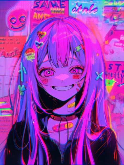 Neon Anime, Neon Anime Art, Eyestrain Art, Cyberpunk Anime, 2160x3840 Wallpaper, Cool Anime Backgrounds, Anime Pixel Art, Art Gallery Wallpaper, Dark Art Illustrations