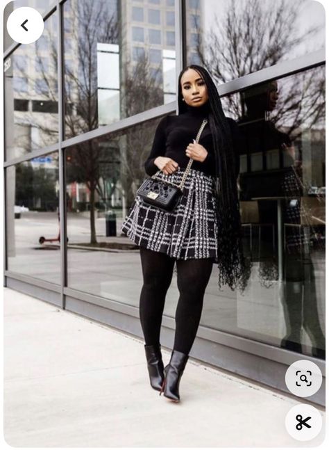 Black Fall Outfits Black Women, Long Boot Outfits Fall, Fall Outfits With Skirts Black Women, What To Wear To The Fair Fall, Black Collar Shirt Outfit Woman, Office Christmas Party Outfit Black Women, Furneal Ideas Outfits Black, Thanksgiving Outfit Inspo Plus Size, Black Women Winter Outfits Fashion Ideas