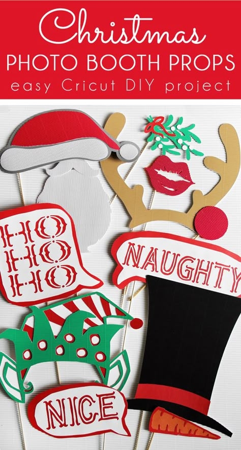 Create quick and easy Christmas photo booth props with Cricut. Make professional looking DIY photo booth props in minutes using  images from Cricut Design Space. AD Photo Booth Props Free, Holiday Photo Booth Props, Diy Christmas Photo, Christmas Photo Booth Props, Holiday Photo Booth, Diy Photo Booth Props, Photo Props Diy, Photography Wallpapers, Christmas Photo Props