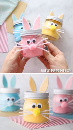 Easter Jar Crafts, Easter Slime Ideas, Crafts For Easter For Kids, Easter Mason Jar Ideas, Easter Crafts For Teenagers, Easter Diy Gifts For Kids, Homemade Easter Gifts For Kids, Easter Jars Ideas, Easter Fun For Kids