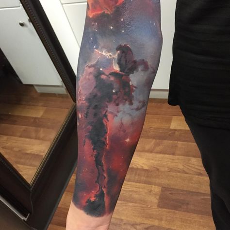 Flower And Space Tattoo, Flower Space Tattoo, Galactic Tattoo Cosmos, Space Tattoos Realism, Realism Space Tattoo, Detroit Tattoo, Nebula Tattoo, Cosmic Tattoo, Eagle Nebula